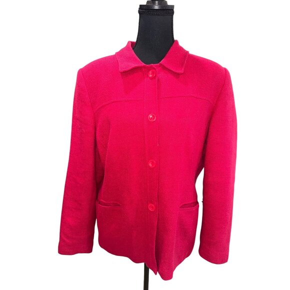 Tribeca Studio Red Blazer Jacket Sz 14 Linen Cotton Blend Sustainable Officewear - Picture 1 of 9